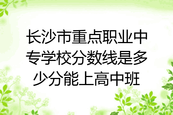 长沙市重点职业中专学校分数线是多少分能上高中班