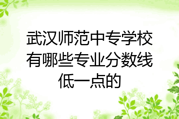 武汉师范中专学校有哪些专业分数线低一点的
