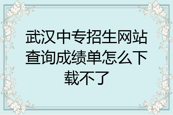 武汉中专招生网站查询成绩单怎么下载不了