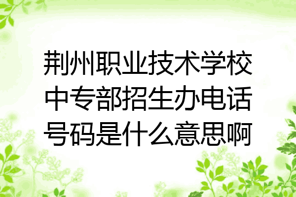 荆州职业技术学校中专部招生办电话号码是什么意思啊