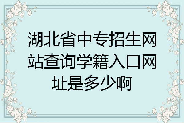 湖北省中专招生网站查询学籍入口网址是多少啊