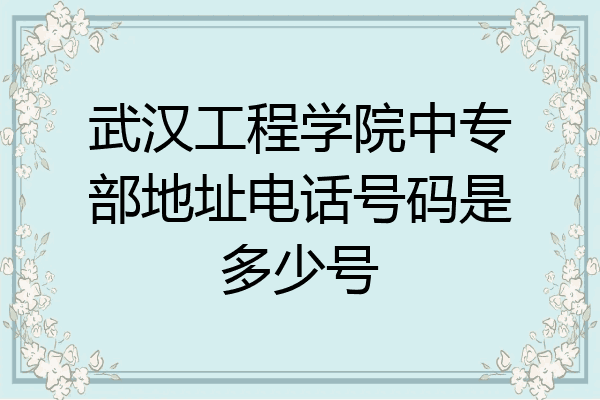 武汉工程学院中专部地址电话号码是多少号