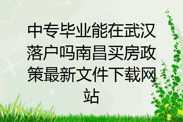 中专毕业能在武汉落户吗南昌买房政策最新文件下载网站