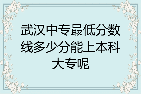 武汉中专最低分数线多少分能上本科大专呢