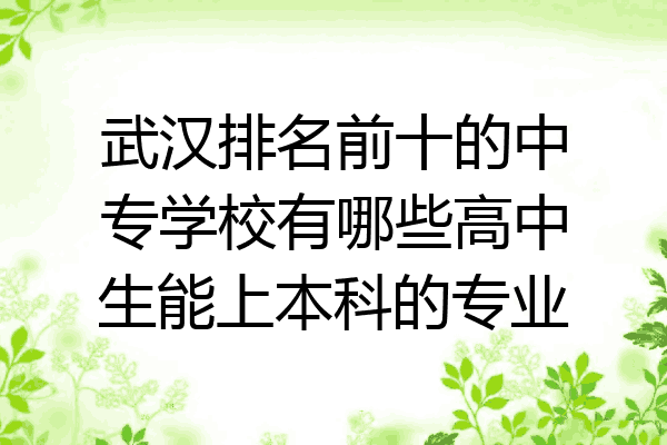 武汉排名前十的中专学校有哪些高中生能上本科的专业