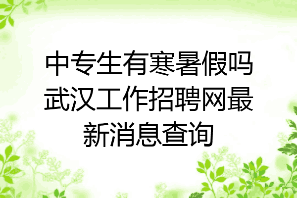 中专生有寒暑假吗武汉工作招聘网最新消息查询