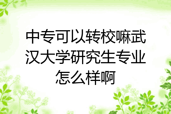 中专可以转校嘛武汉大学研究生专业怎么样啊
