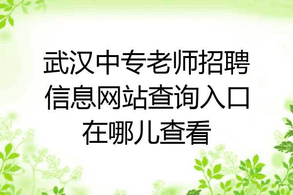 武汉中专老师招聘信息网站查询入口在哪儿查看