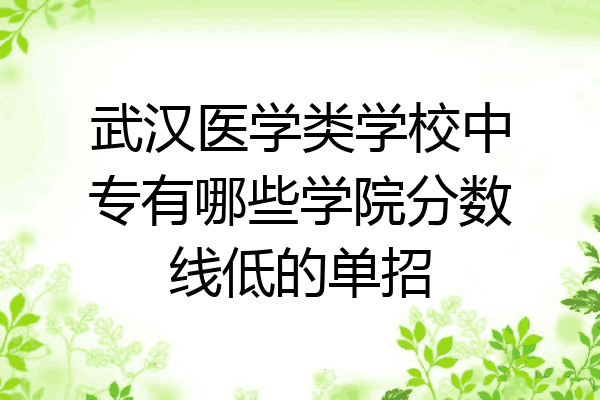 武汉医学类学校中专有哪些学院分数线低的单招