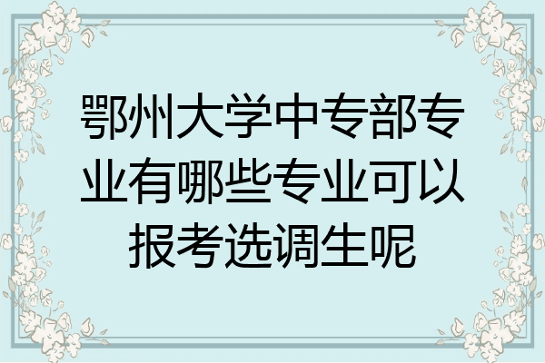 鄂州大学中专部专业有哪些专业可以报考选调生呢