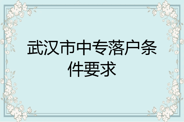 武汉市中专落户条件要求