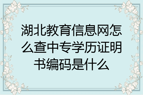 湖北教育信息网怎么查中专学历证明书编码是什么
