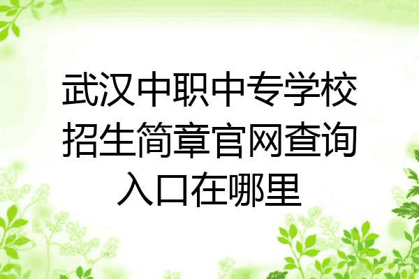 武汉中职中专学校招生简章官网查询入口在哪里
