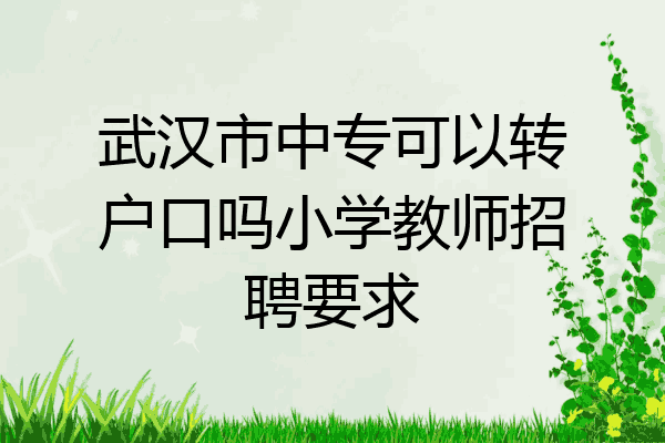 武汉市中专可以转户口吗小学教师招聘要求