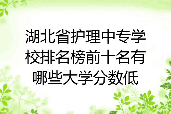 湖北省护理中专学校排名榜前十名有哪些大学分数低
