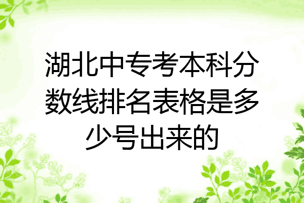 湖北中专考本科分数线排名表格是多少号出来的