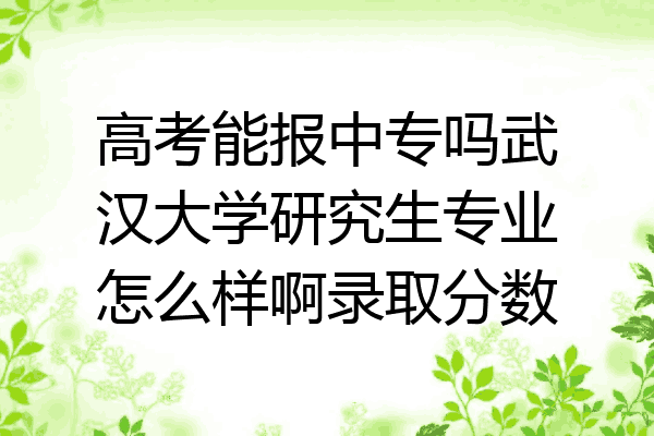 高考能报中专吗武汉大学研究生专业怎么样啊录取分数