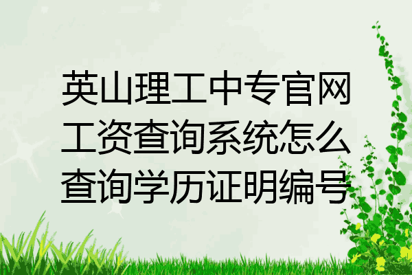 英山理工中专官网工资查询系统怎么查询学历证明编号