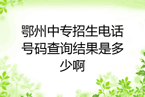 鄂州中专招生电话号码查询结果是多少啊