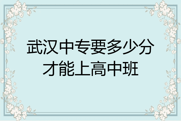 武汉中专要多少分才能上高中班