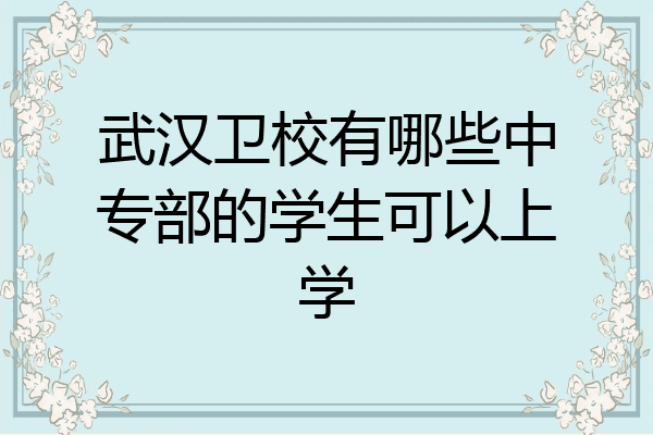 武汉卫校有哪些中专部的学生可以上学