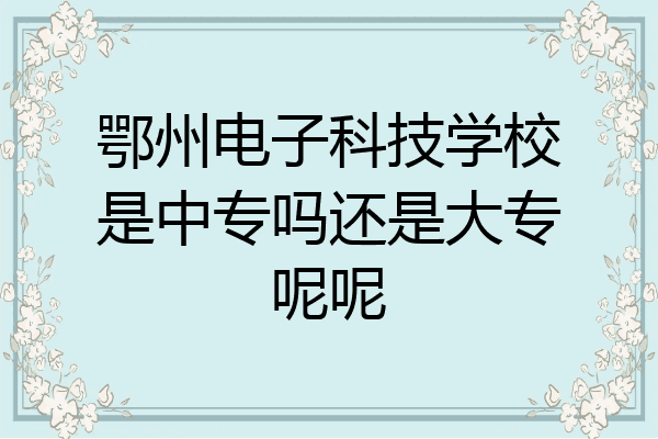 鄂州电子科技学校是中专吗还是大专呢呢
