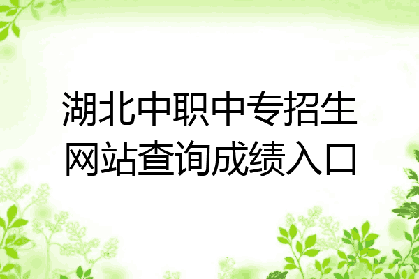 湖北中职中专招生网站查询成绩入口