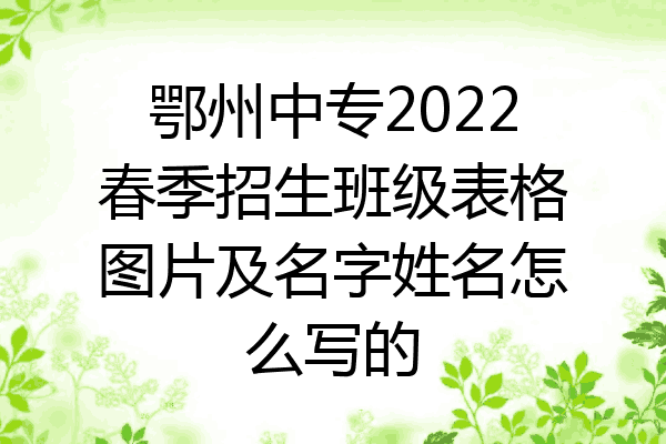 鄂州中专2022春季招生班级表格图片及名字姓名怎么写的