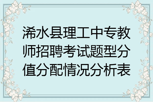 浠水县理工中专教师招聘考试题型分值分配情况分析表