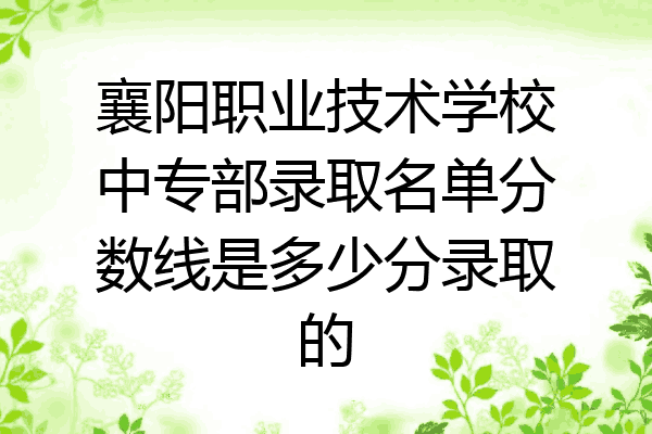 襄阳职业技术学校中专部录取名单分数线是多少分录取的