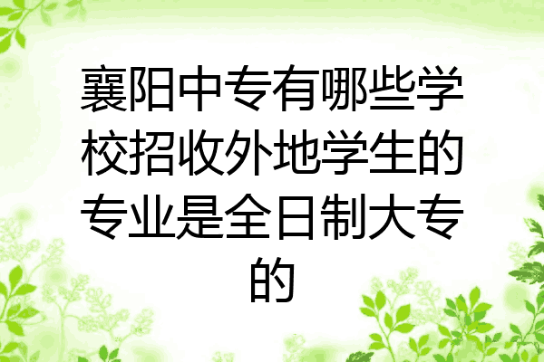 襄阳中专有哪些学校招收外地学生的专业是全日制大专的