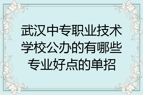 武汉中专职业技术学校公办的有哪些专业好点的单招