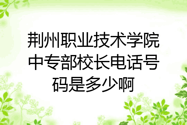 荆州职业技术学院中专部校长电话号码是多少啊