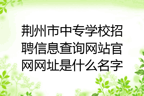 荆州市中专学校招聘信息查询网站官网网址是什么名字