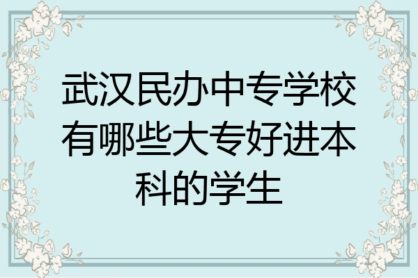 武汉民办中专学校有哪些大专好进本科的学生