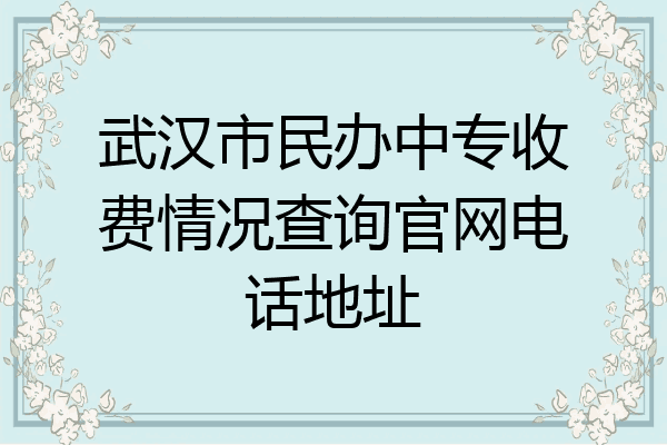 武汉市民办中专收费情况查询官网电话地址