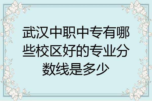 武汉中职中专有哪些校区好的专业分数线是多少