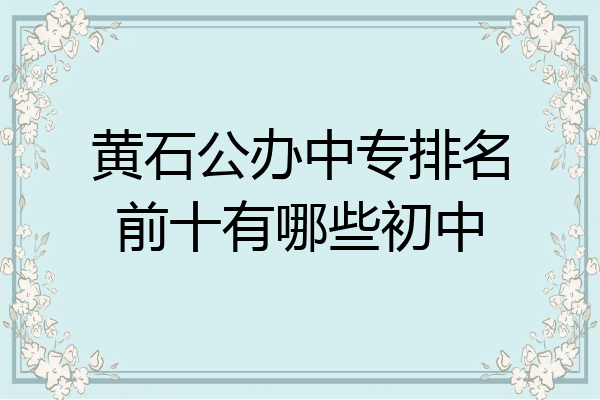 黄石公办中专排名前十有哪些初中