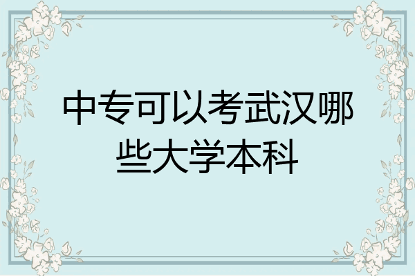 中专可以考武汉哪些大学本科