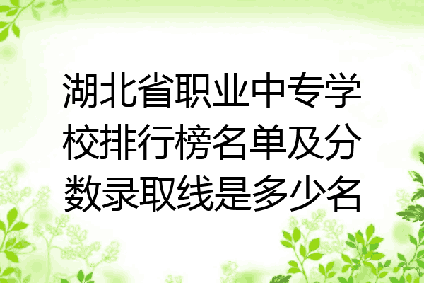 湖北省职业中专学校排行榜名单及分数录取线是多少名