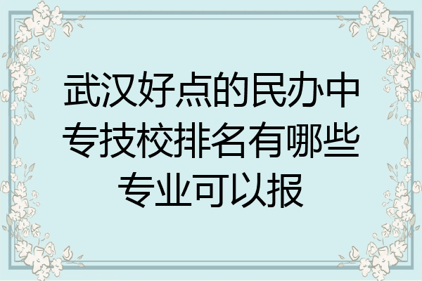武汉好点的民办中专技校排名有哪些专业可以报