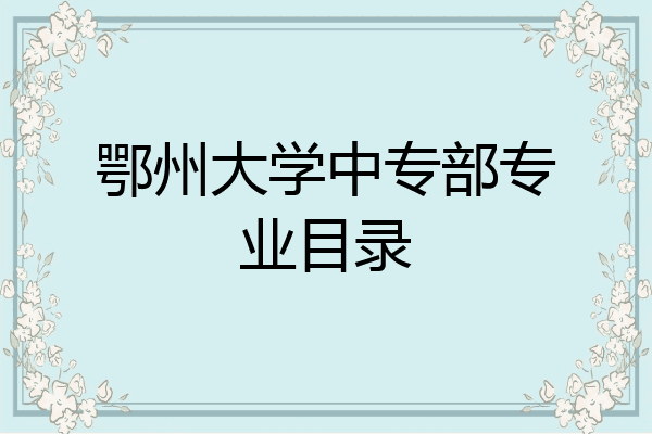 鄂州大学中专部专业目录