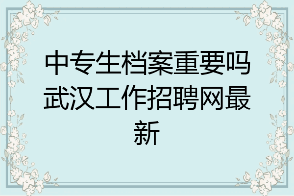 中专生档案重要吗武汉工作招聘网最新