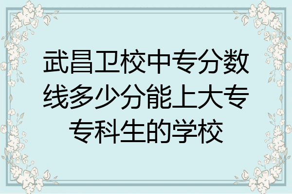 武昌卫校中专分数线多少分能上大专专科生的学校
