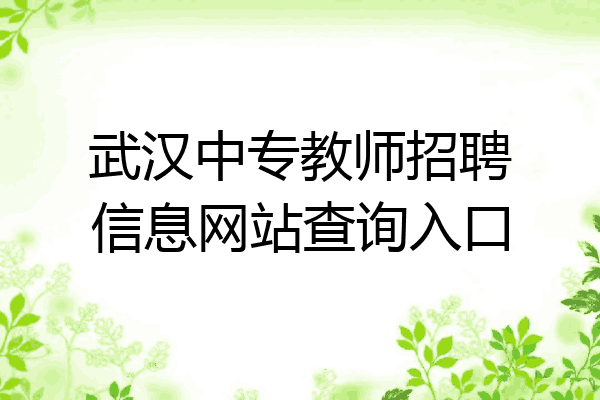武汉中专教师招聘信息网站查询入口