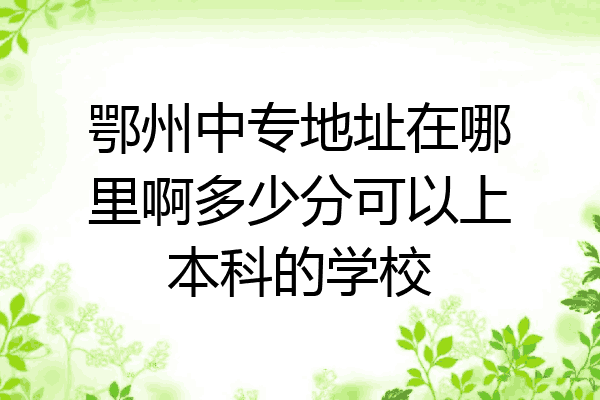 鄂州中专地址在哪里啊多少分可以上本科的学校