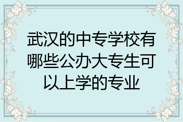 武汉的中专学校有哪些公办大专生可以上学的专业
