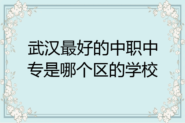 武汉最好的中职中专是哪个区的学校