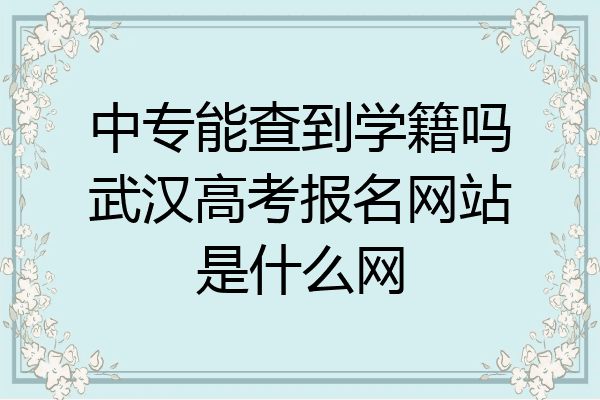 中专能查到学籍吗武汉高考报名网站是什么网