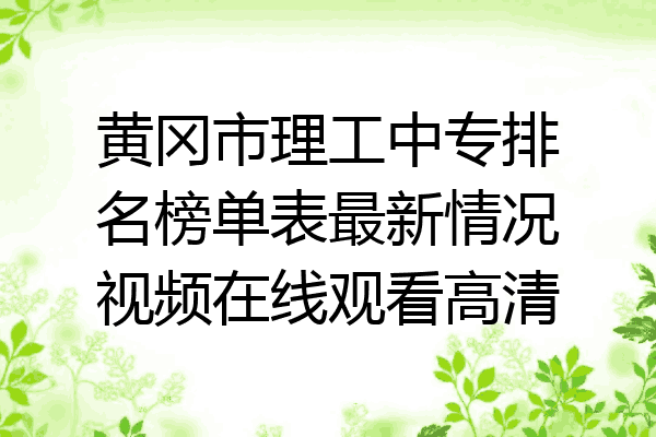 黄冈市理工中专排名榜单表最新情况视频在线观看高清